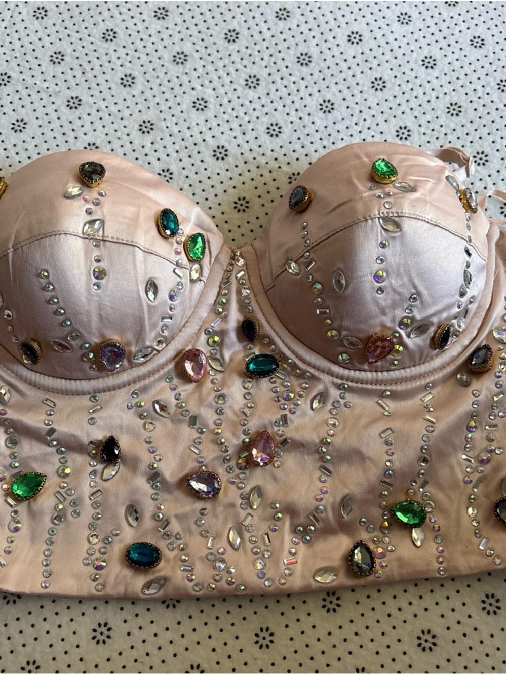 Banjul Blush Pink Jeweled Satin Bustier